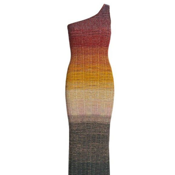 Missoni Ombré One-Shoulder Wool-Blend Knit Midi Dress - NWOT - Picture 2 of 10